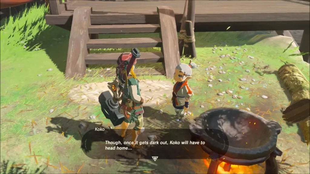 Link and Koko by the cooking pot in Kakariko as the evening draws in Link and Koko by the cooking pot in Kakariko as the evening draws in