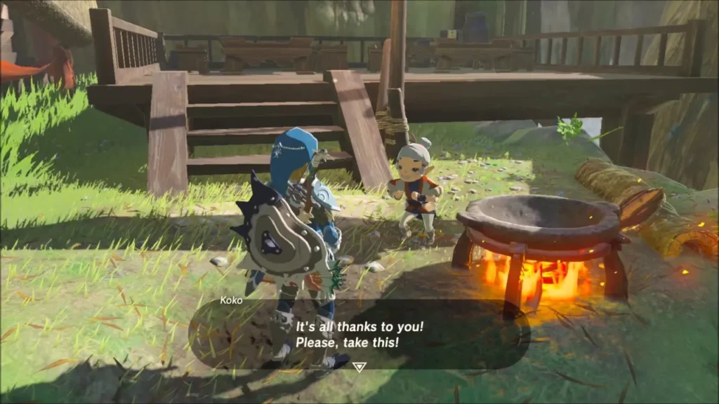 Koko thanking Link and handing over the finished dish Koko thanking Link and handing over the finished dish
