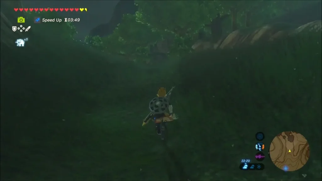 Link running along a dark forest path at night Link running along a dark forest path at night