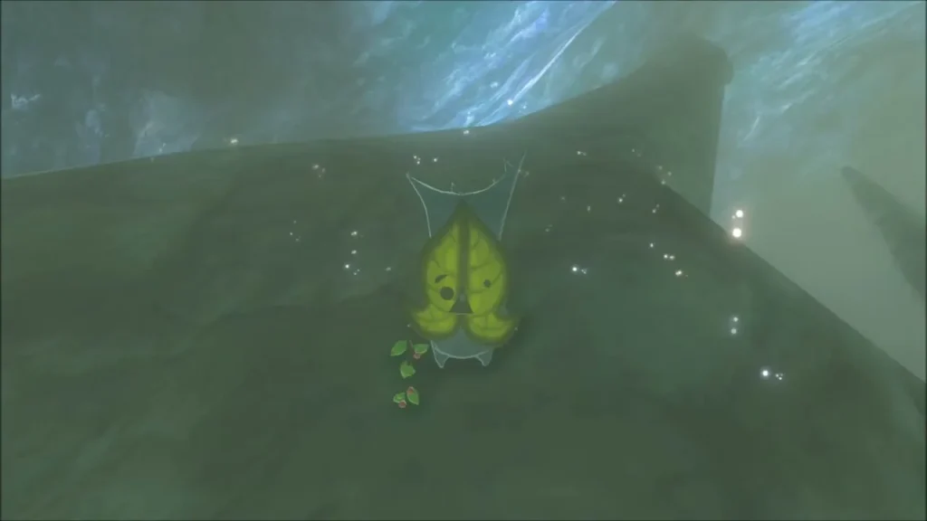 A Korok waving on a bone ridge inside the Hebra ice cave A Korok waving on a bone ridge inside the Hebra ice cave