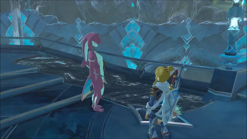 Laflat greeting Link on the Zora's Domain bridge for the reward Laflat greeting Link on the Zora's Domain bridge for the reward