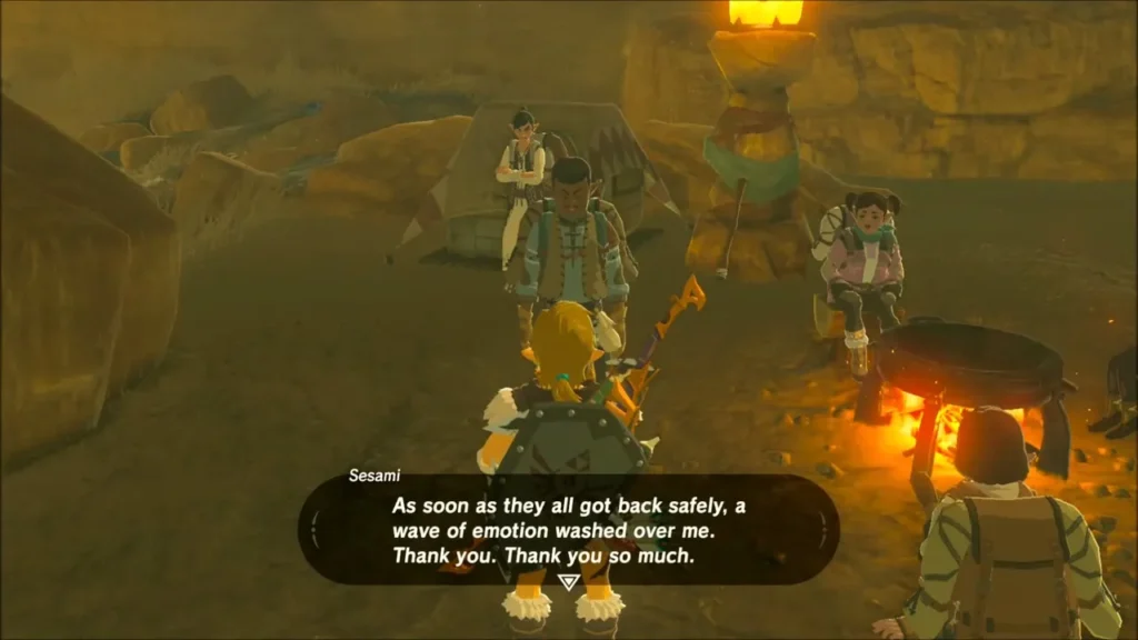 Sesami thanking Link for bringing his friends back safely Sesami thanking Link for bringing his friends back safely