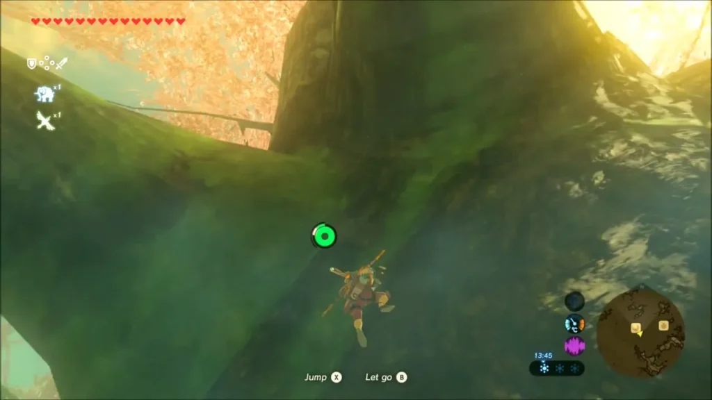 Link climbing the trunk of the Great Deku Tree Link climbing the trunk of the Great Deku Tree