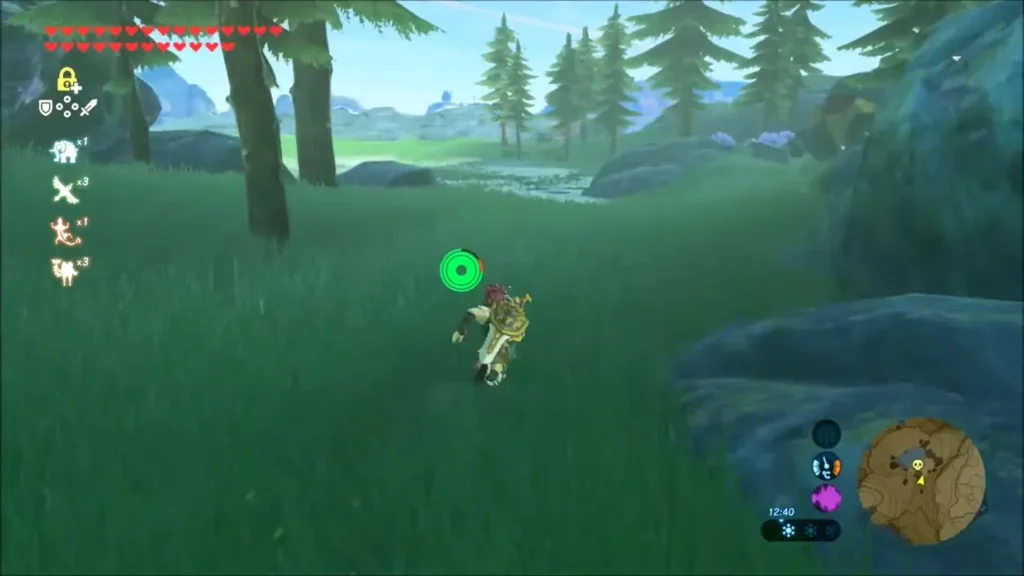 Link creeping through tall grass toward Ralis Pond