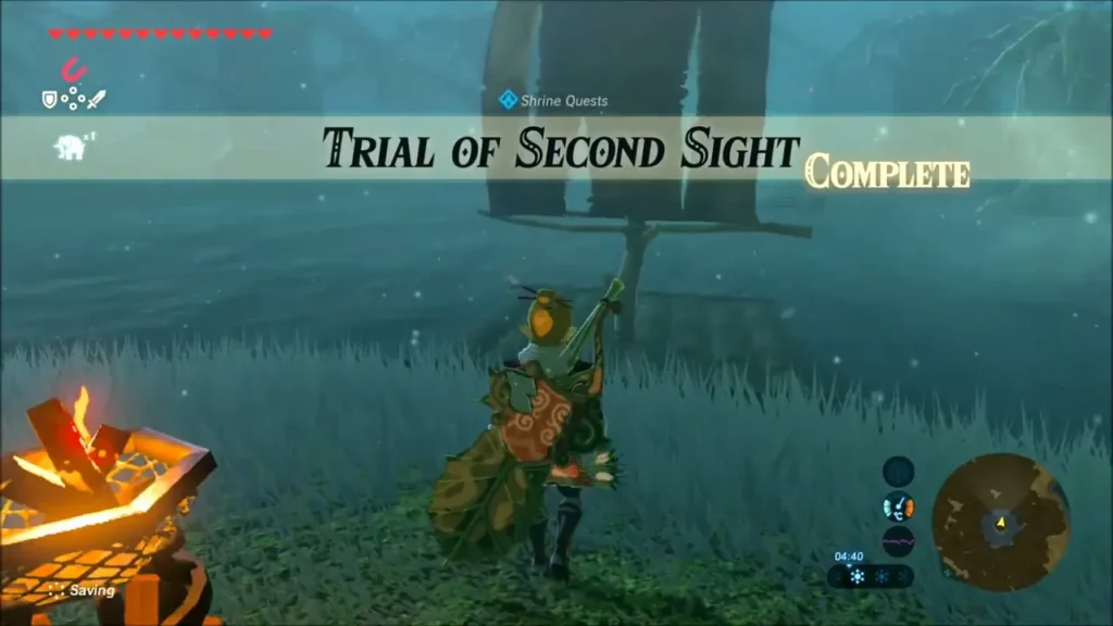 Link at the tree with the Trial of Second Sight complete banner Link at the tree with the Trial of Second Sight complete banner