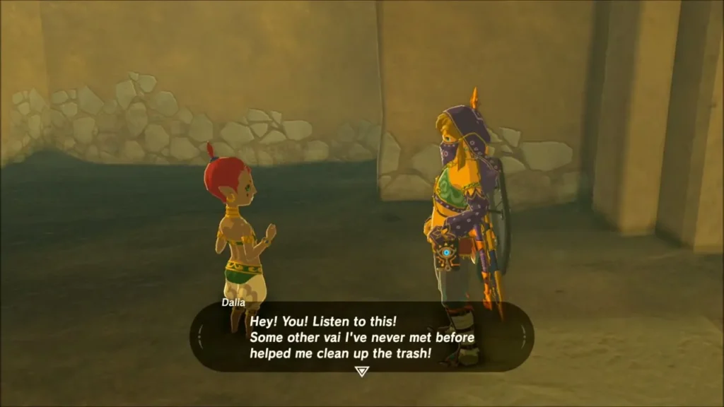 Dalia telling Link a stranger helped clean up the trash Dalia telling Link a stranger helped clean up the trash