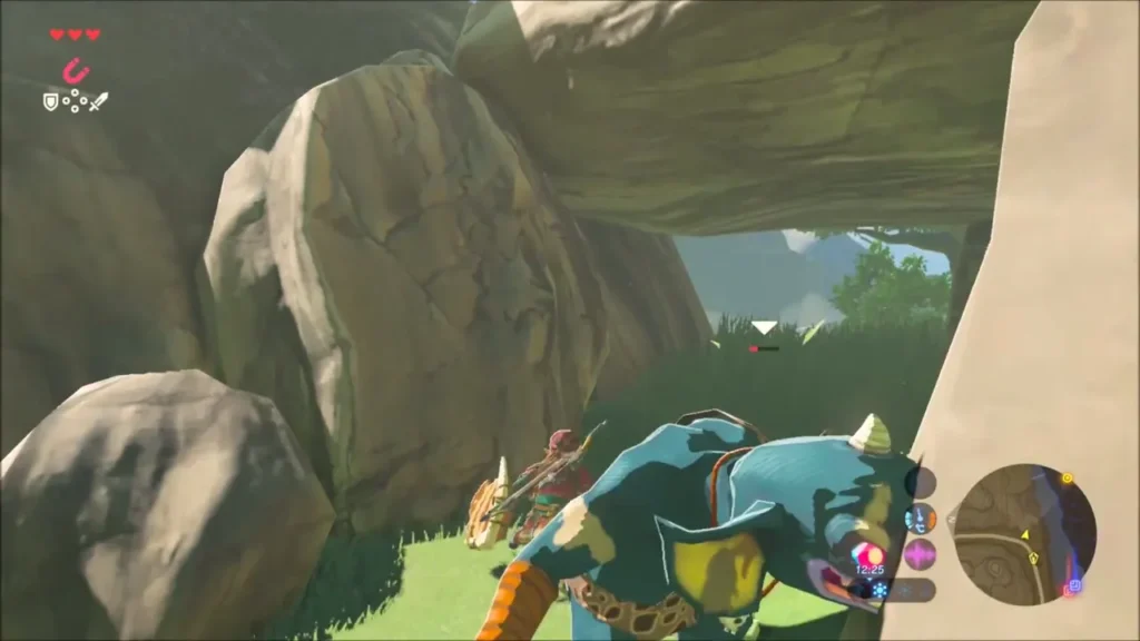 A blue Bokoblin beside the standing stones A blue Bokoblin beside the standing stones