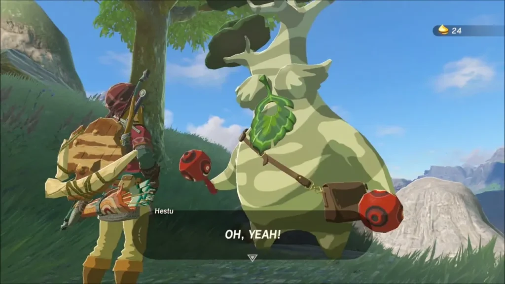 Hestu happily taking the maracas from Link Hestu happily taking the maracas from Link