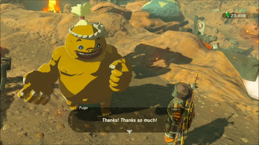 Fugo thanking Link after the Talus is beaten Fugo thanking Link after the Talus is beaten