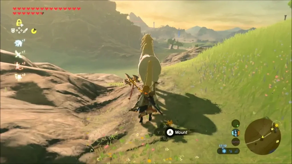 Link sneaking up behind the pale horse with the Mount prompt Link sneaking up behind the pale horse with the Mount prompt