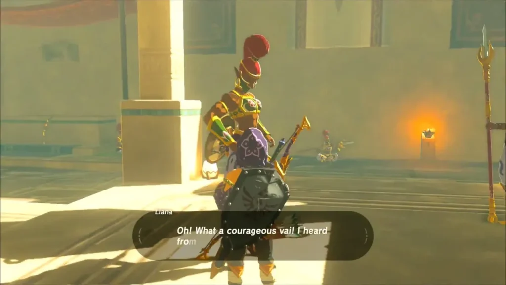 Link speaking with Liana inside Gerudo Town Link speaking with Liana inside Gerudo Town