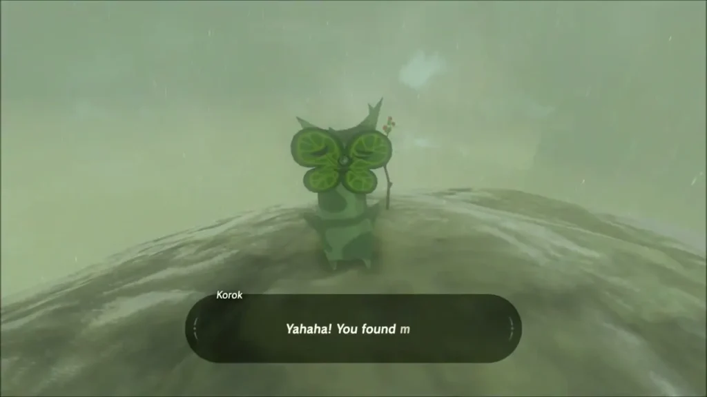 A Korok found on top of a boulder on Tingel Island A Korok found on top of a boulder on Tingel Island