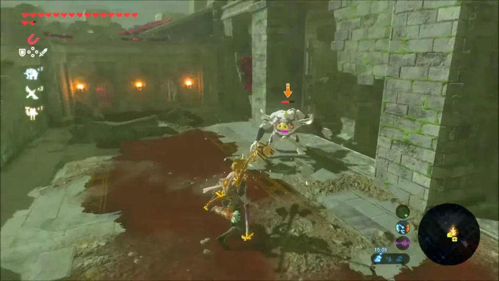 Link fighting a Bokoblin in the ruined halls of Akkala Citadel Link fighting a Bokoblin in the ruined halls of Akkala Citadel