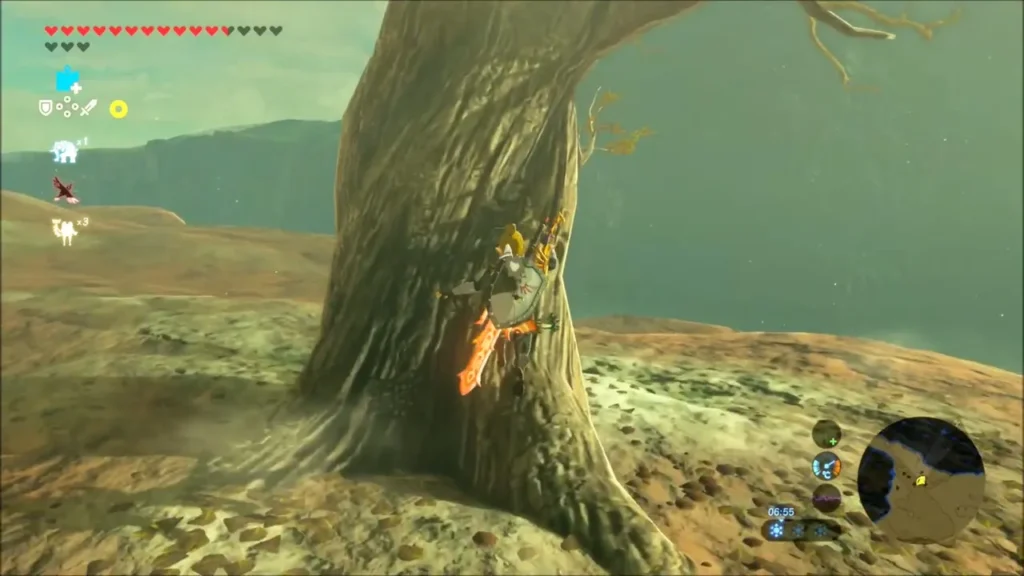 Link climbing the trunk of a gnarled dead tree Link climbing the trunk of a gnarled dead tree
