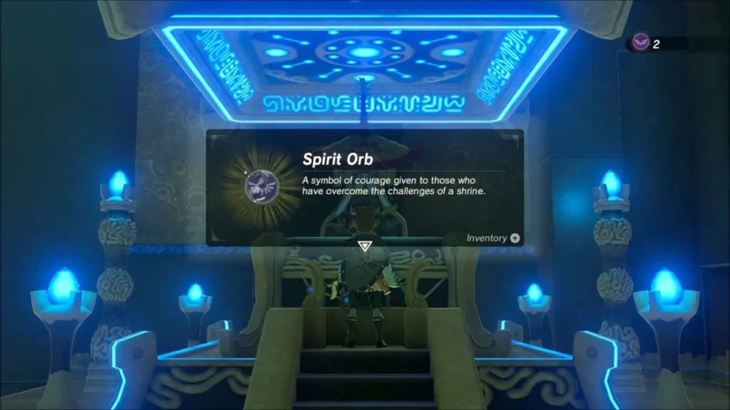 Link receiving a Spirit Orb from Kah Mael Link receiving a Spirit Orb from Kah Mael