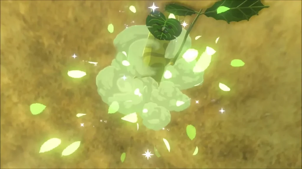 A Korok bursting out of a puff of leaves on the limestone A Korok bursting out of a puff of leaves on the limestone