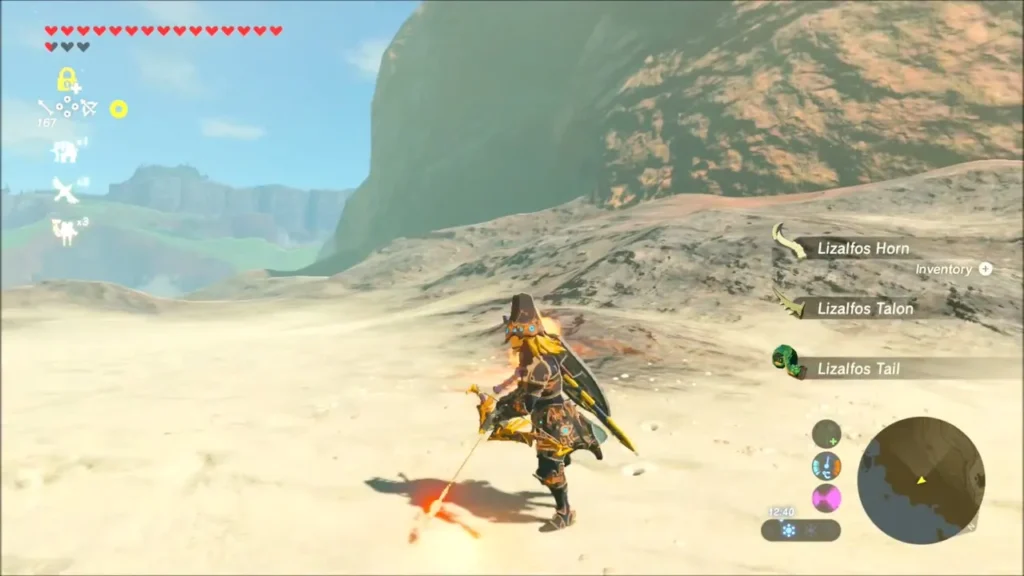 Lizalfos Horn, Talon and Tail picked up on the white sand Lizalfos Horn, Talon and Tail picked up on the white sand