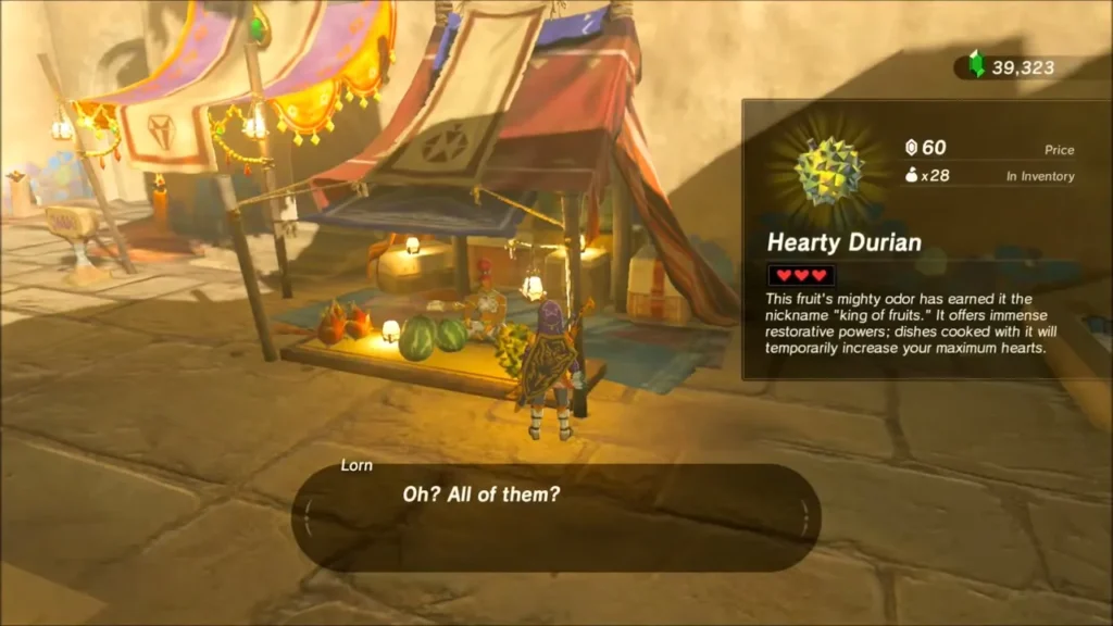 Link at Lorn's stall buying Hearty Durians at 60 rupees each Link at Lorn's stall buying Hearty Durians at 60 rupees each