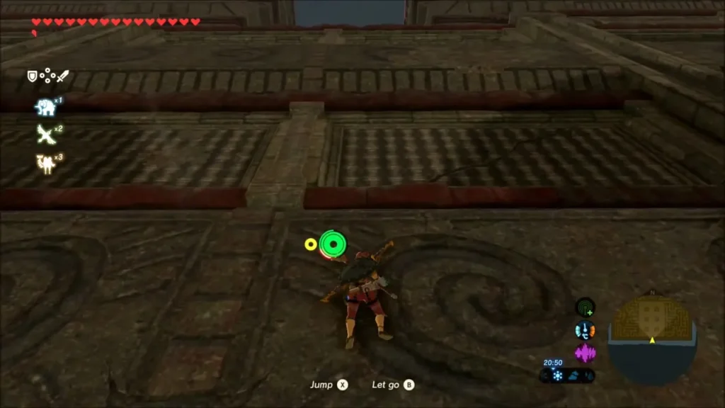 Link clinging to the top of a maze wall Link clinging to the top of a maze wall