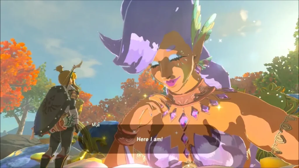 Mija the Great Fairy rising from her fountain to greet Link Mija the Great Fairy rising from her fountain to greet Link