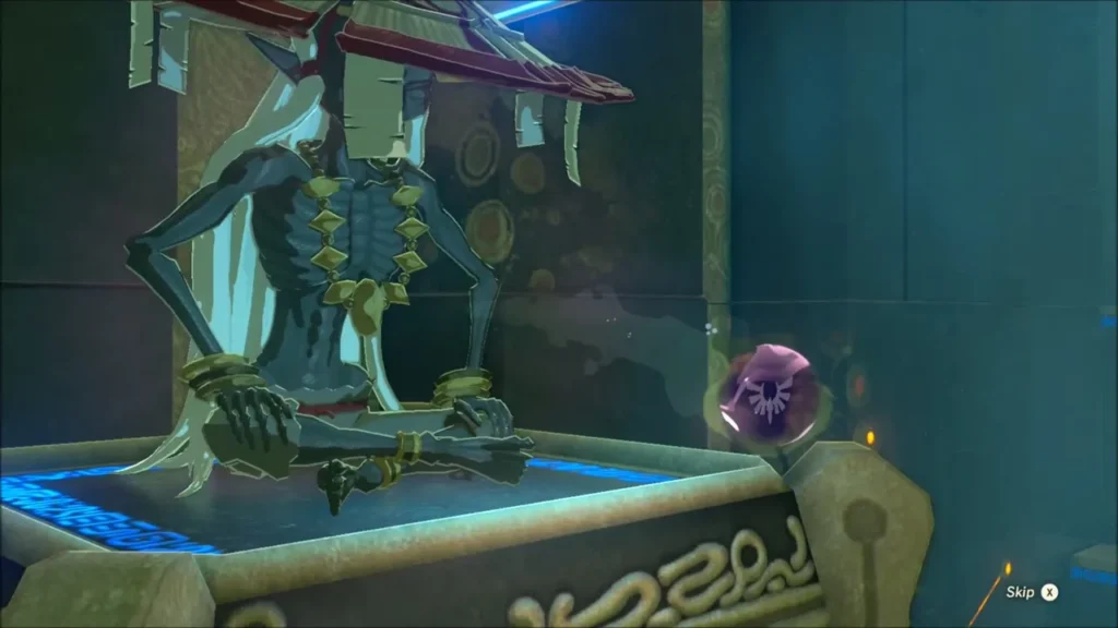 The monk offering Link a Spirit Orb at the shrine altar The monk offering Link a Spirit Orb at the shrine altar