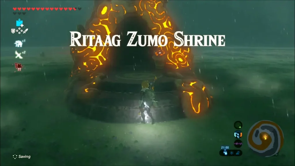Ritaag Zumo Shrine risen from the ground with its name on screen Ritaag Zumo Shrine risen from the ground with its name on screen