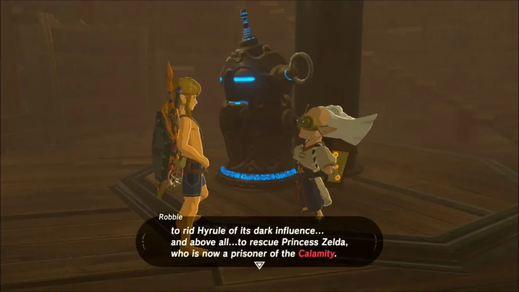 Robbie explaining the lab's goal to rescue Princess Zelda Robbie explaining the lab's goal to rescue Princess Zelda