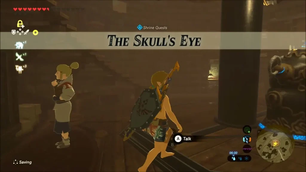 The Skull's Eye shrine quest banner as Link leaves Jerrin The Skull's Eye shrine quest banner as Link leaves Jerrin