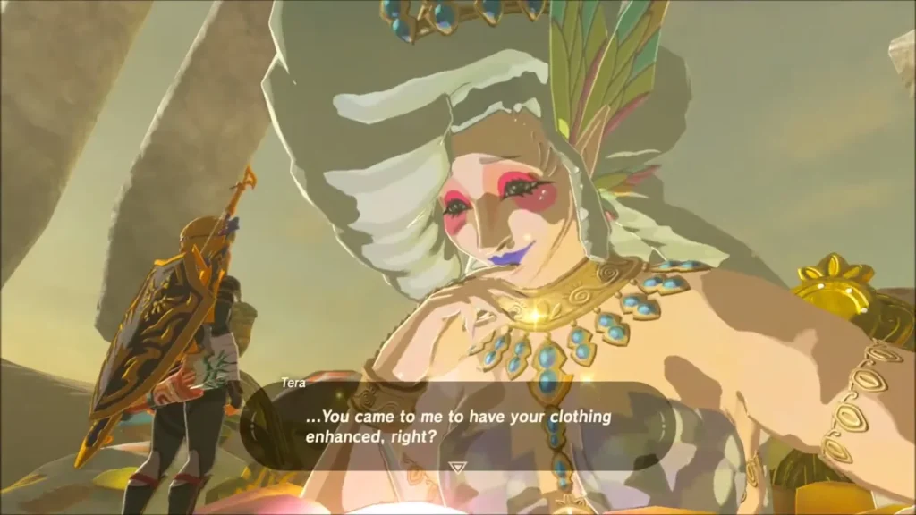 Great Fairy Tera asking Link if he came to have his clothing enhanced Great Fairy Tera asking Link if he came to have his clothing enhanced