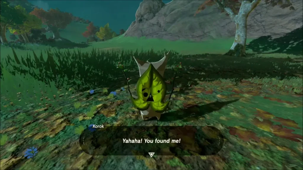 A Korok greeting Link with Yahaha! You found me! A Korok greeting Link with Yahaha! You found me!