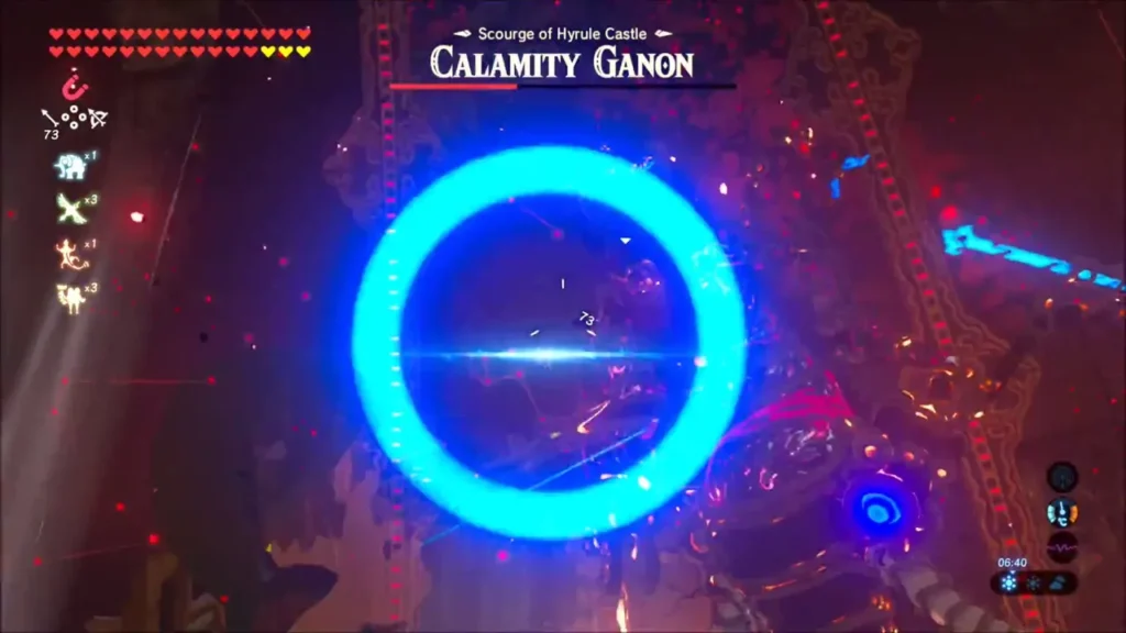 A ring of blue Divine Beast energy bursting on Calamity Ganon A ring of blue Divine Beast energy bursting on Calamity Ganon