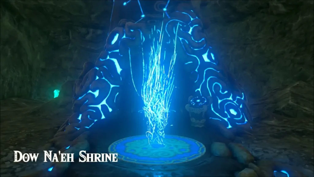 Dow Na'eh Shrine glowing blue inside a dark cave Dow Na'eh Shrine glowing blue inside a dark cave