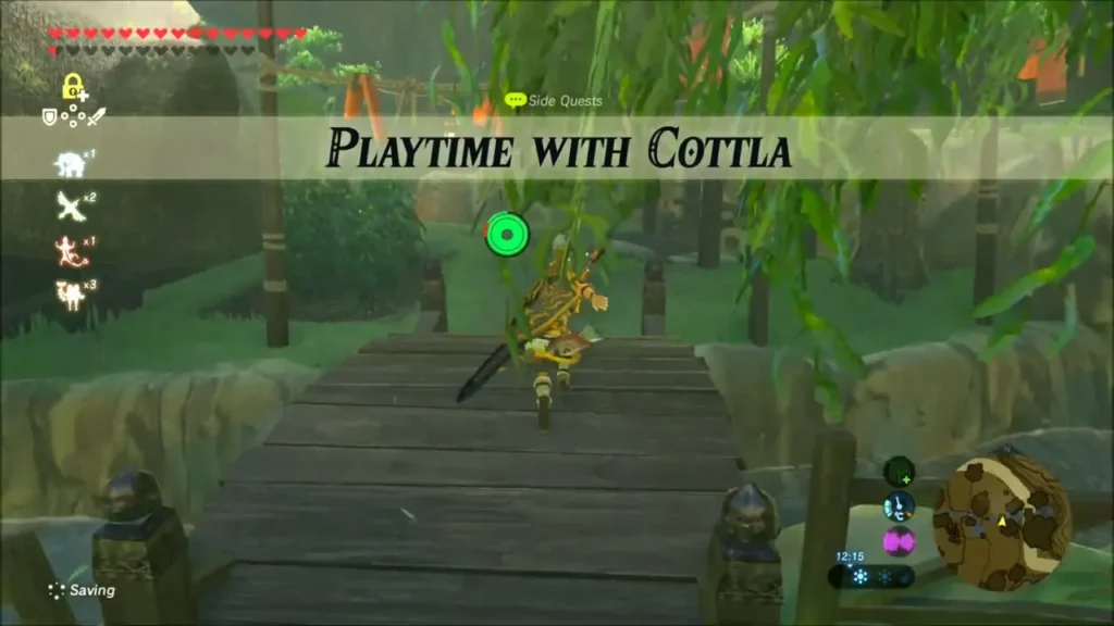 Playtime with Cottla title as Link runs across a wooden bridge Playtime with Cottla title as Link runs across a wooden bridge