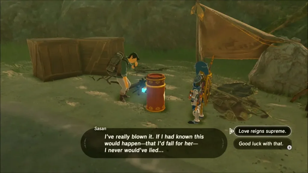 Sasan crouched beside the letter barrel at his small camp Sasan crouched beside the letter barrel at his small camp