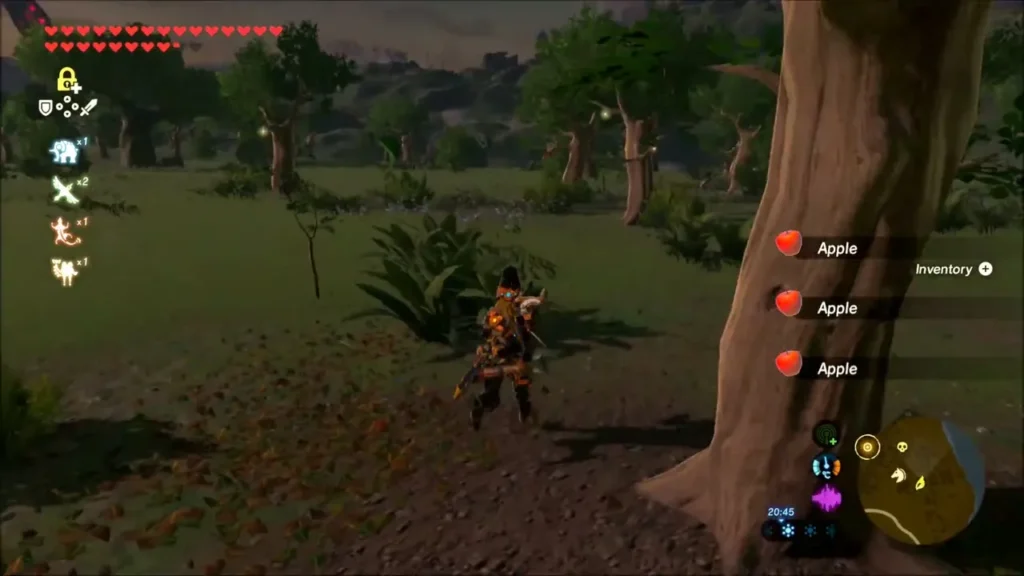 Link collecting apples from a tree Link collecting apples from a tree