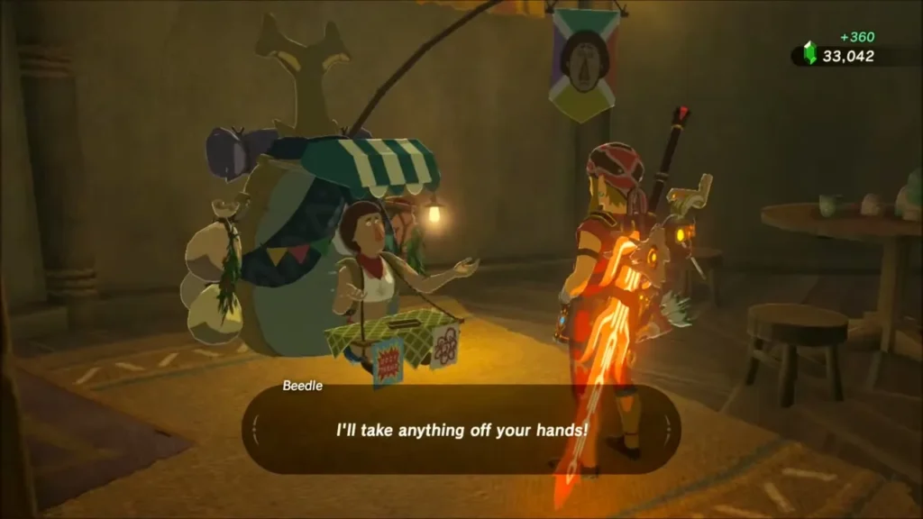 Beedle taking Link's gems with the rupee total rising Beedle taking Link's gems with the rupee total rising