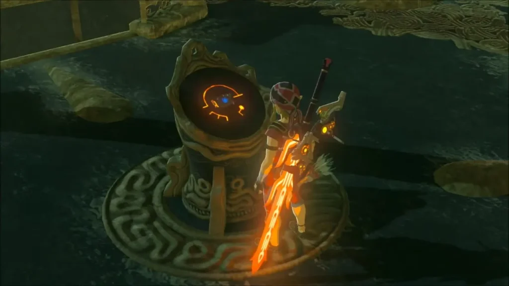 Link beside the Sheikah terminal on top of Central Tower Link beside the Sheikah terminal on top of Central Tower