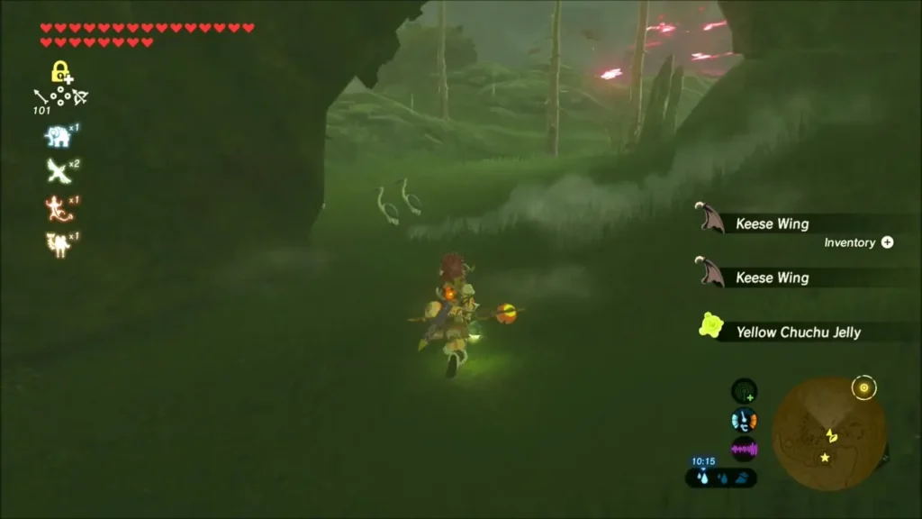 Link at a cave mouth collecting Keese Wings and Yellow Chuchu Jelly Link at a cave mouth collecting Keese Wings and Yellow Chuchu Jelly