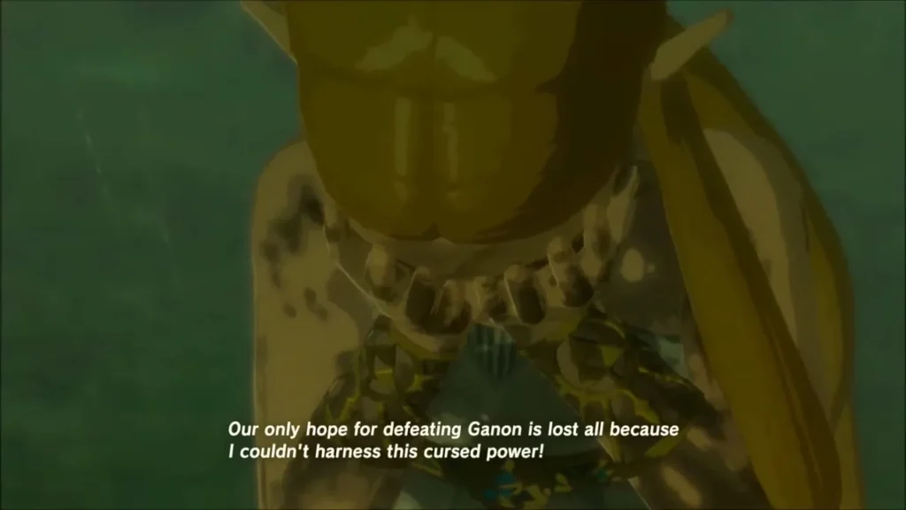 Zelda bowed in the rain saying their hope of defeating Ganon is lost Zelda bowed in the rain saying their hope of defeating Ganon is lost