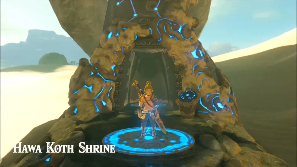 Link at the entrance of Hawa Koth Shrine in the desert Link at the entrance of Hawa Koth Shrine in the desert