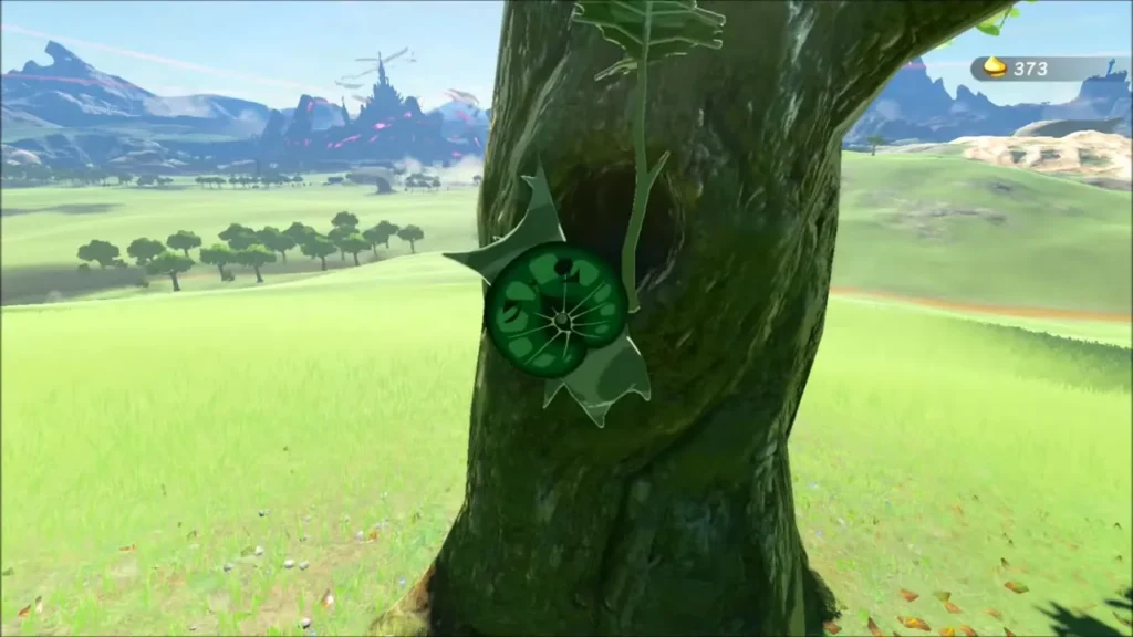 Korok beside the dark hollow of a tree, seed received Korok beside the dark hollow of a tree, seed received