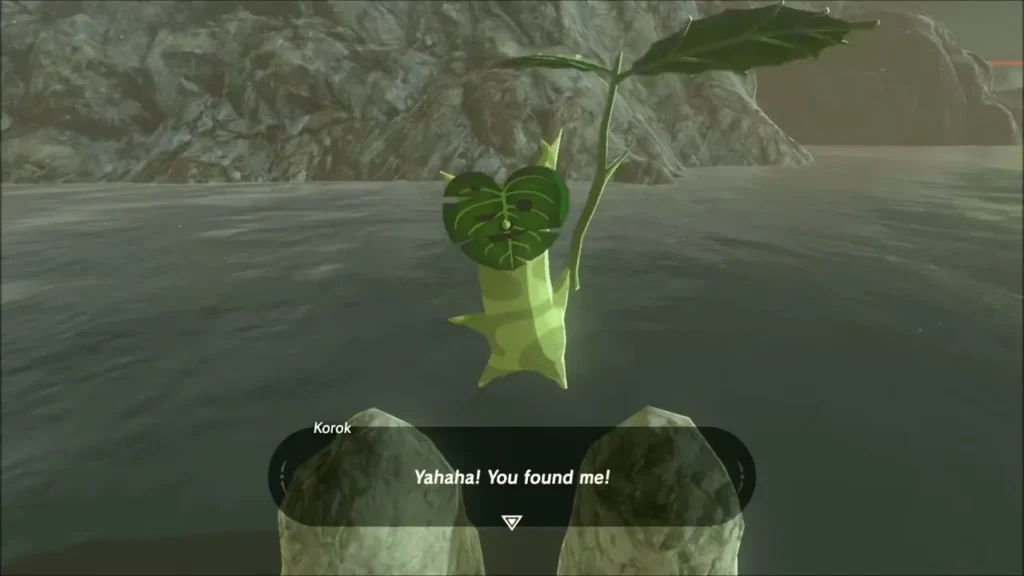 Korok popping up between two stones in the river Korok popping up between two stones in the river