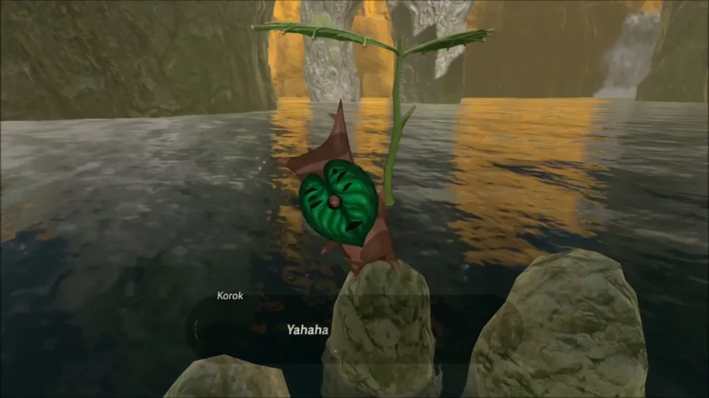 A Korok greeting Link between the standing stones in the lake A Korok greeting Link between the standing stones in the lake