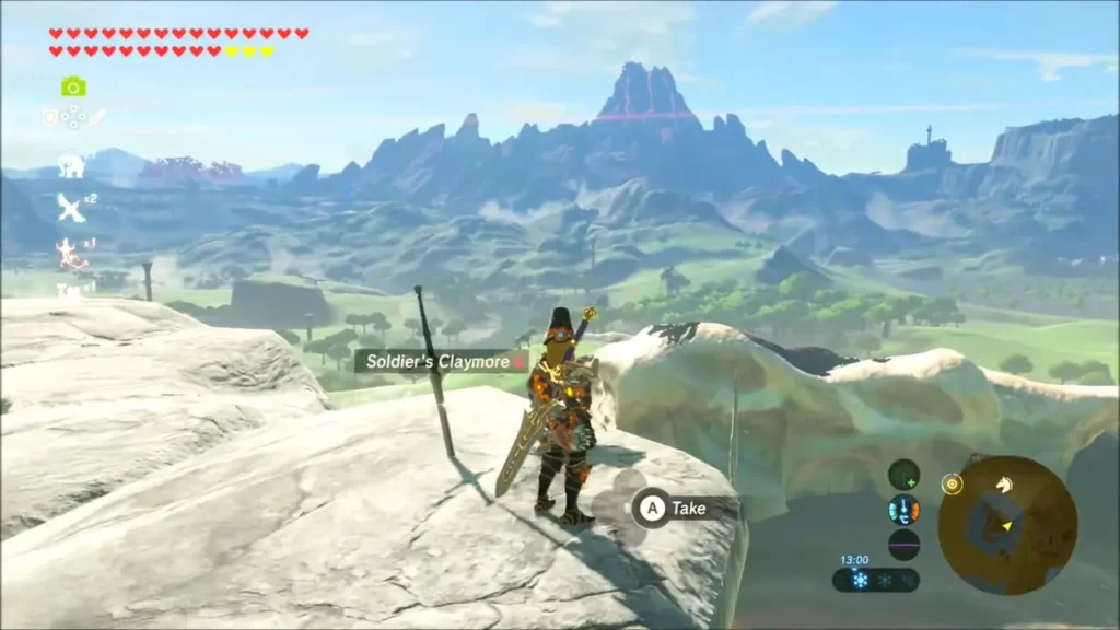 Soldier's Claymore standing on the rock ridge above Hyrule Field Soldier's Claymore standing on the rock ridge above Hyrule Field