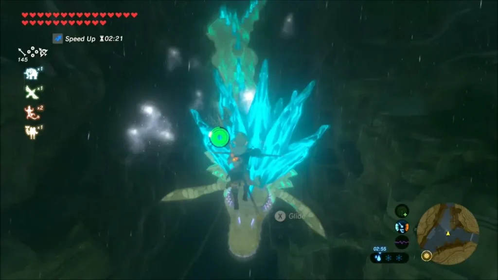 Link riding Naydra's glowing head under Speed Up Link riding Naydra's glowing head under Speed Up