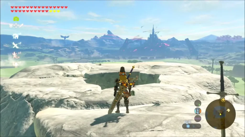 Link on the white ridge looking across Hyrule Field to the castle Link on the white ridge looking across Hyrule Field to the castle
