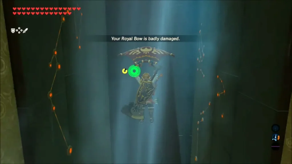 Link gliding up the first wind gust inside the tower Link gliding up the first wind gust inside the tower