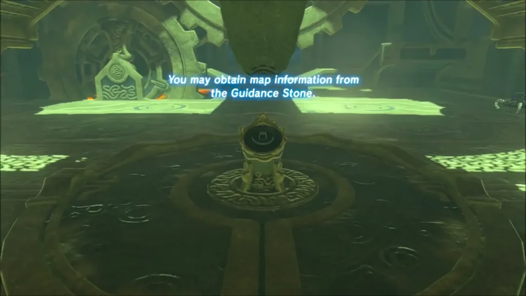 The first Guidance Stone in the labyrinth with its map information prompt The first Guidance Stone in the labyrinth with its map information prompt