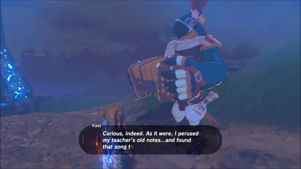 Kass talking with Link after the verse about a sound that startles horses Kass talking with Link after the verse about a sound that startles horses
