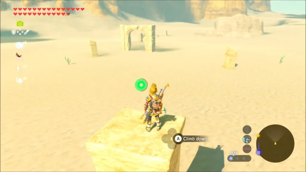 Link standing on a sandstone block in the East Barrens Link standing on a sandstone block in the East Barrens